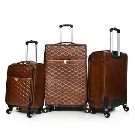 مورانو طقم شنطة سفر جلد اربع قطع بني غامق