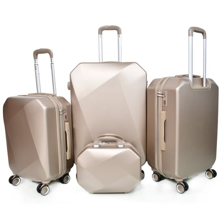 طقم شنط سفر مورانو فايبر بتصميم معين هندسي مكون من 4 قطع ذهبي