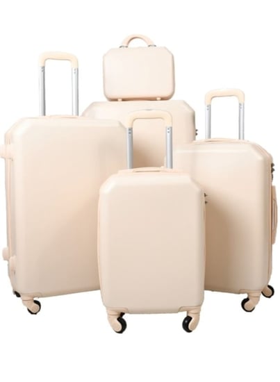 مورانو طقم شنط سفر فايبر من 5 قطع متين بيج