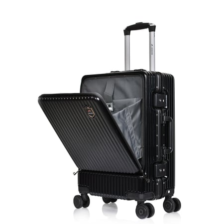 مورانو شنط سفر الومنيوم 20 أنش كبينة الطائرة أسود