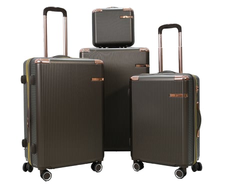 طقم شنط سفر مورانو فايبر من  5 قطع مع شنطة مكياج تصميم فاخر بني