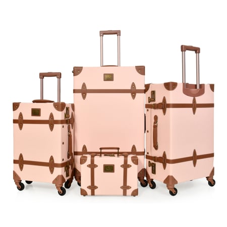 مورانو طقم شنط سفر كلاسيك جلد اربع قطع وردي