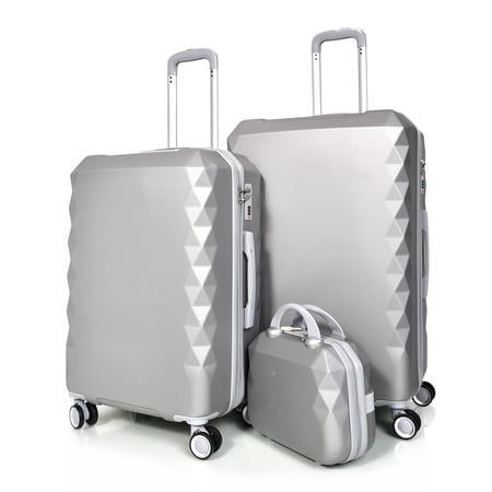 مورانو طقم شنط سفر فايبر 4 قطع سلفر