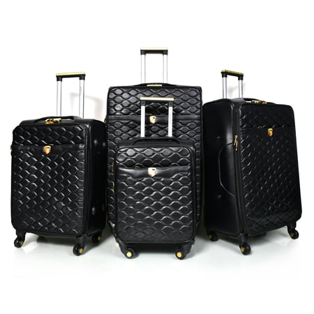 مورانو طقم شنطة سفر جلد كلاسيك اربع قطع اسود