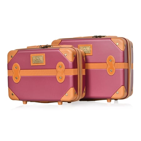 طقم شنط سفر كلاسيك مورانو من7 قطع فايبر و جلد فاخر عنابي وبني