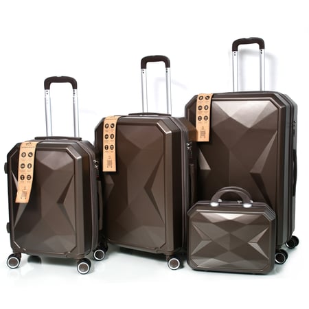 طقم شنط سفر من مورانو 4 قطع مع شنط مكياج بتصميم هندسي عصري