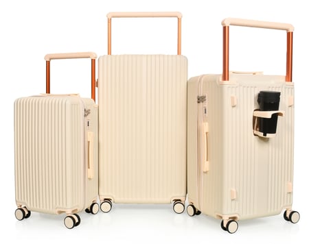 مورانو طقم شنط سفر فايبر يد عريض ثلاثة قطع لون بيج