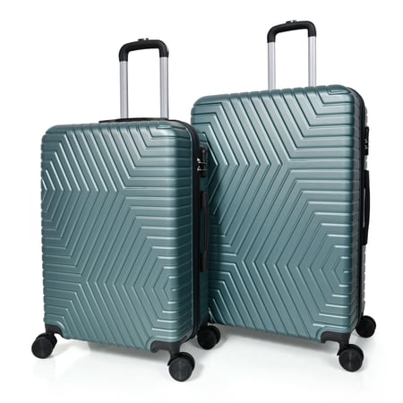 طقم شنط سفر مورانو فايبر 3 قطع شكل هندسي أخضر