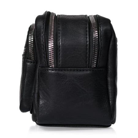 شنطة يد جلد بمقبض معصم مع فتحة داخلية للنقود والبطاقات و الاكسسورات أسود