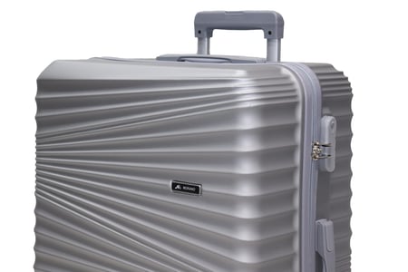 طقم شنط سفر مورانو فايبر من 4 قطع مع شنطة مكياج بملمس مموج رمادي فاتح