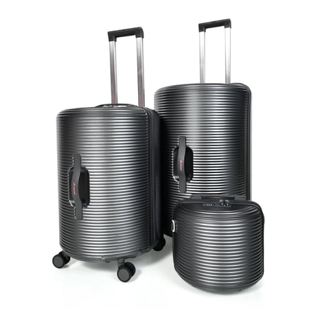 طقم شنط سفر مورانو 4 قطع بتصميم أسطواني جديد رمادي