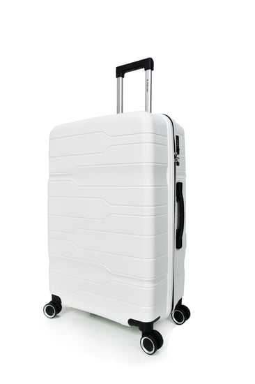طقم حقائب سفر من مورانو من البولي بروبلين من 3 قطع و 4 عجلات دوارة مع قفل مدمج نوع TSA لون أبيض