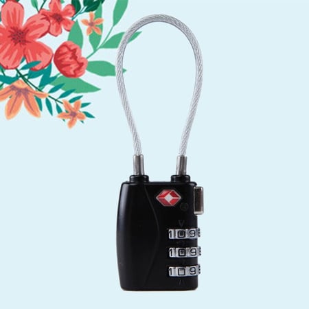 قفل شنط سفر سلك TSA ، قفل امان مصنوع من خليط معدني من الزنك، قفل ذي 3 ارقام