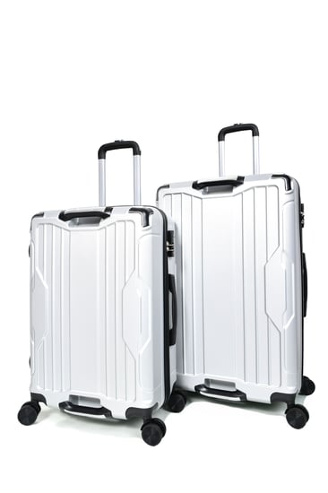 طقم شنط سفر مورانو فايبر بتصميم معينات احادية قوية 3 قطع سلفر