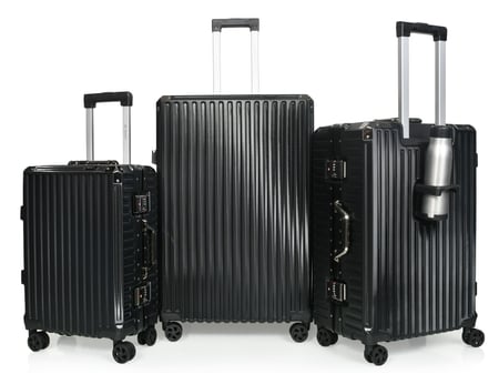 مورانو طقم شنط سفر المنيوم و فايبر ثلاثة قطع تصميم أنيق ومتين أسود