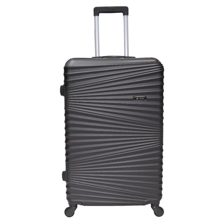 طقم شنط سفر مورانو فايبر من 4 قطع مع شنطة مكياج بملمس مموج رمادي غامق