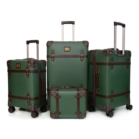 طقم شنط سفر كلاسيك جلد بلكامل مورانو اربع قطع اخضر غامق