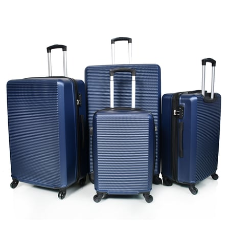 مورانو طقم شنط سفر 4 قطع فايبر بشكل مموج حديث الطراز ازرق غامق