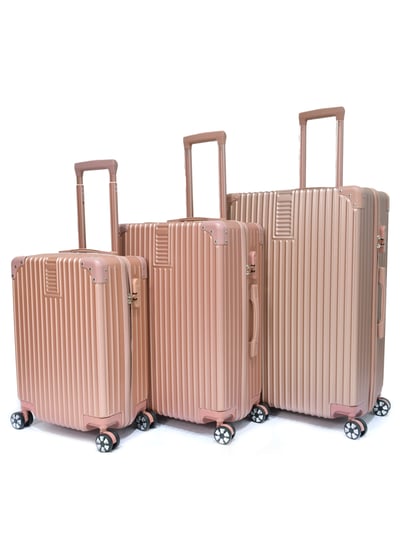 مورانو طقم شنط سفر من الفايبر المضادة للصدمات خفيفة الوزن بعجلات 360 درجة طقم 3 قطع روز