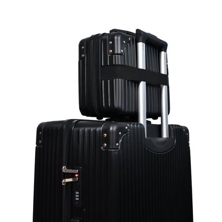 مورانو طقم شنط سفر من الفايبر المضادة للصدمات خفيفة الوزن بعجلات 360 درجة طقم 3 قطع أسود