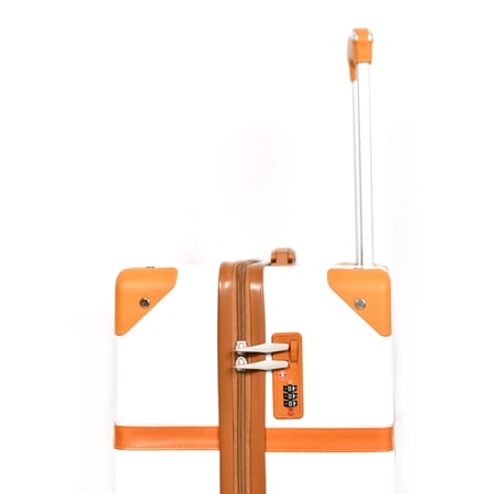 مورانو طقم شنط سفر كلاسيك من 5 قطع فايبر و جلد ابيض و بني