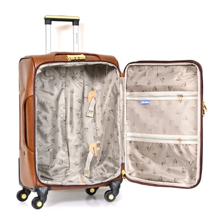 مورانو طقم شنطة سفر جلد كلاسيك سادة اربع قطع بني فاتح