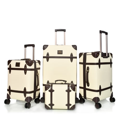 طقم شنط سفر كلاسيك جلد بلكامل مورانو اربع قطع بيج و كوفي