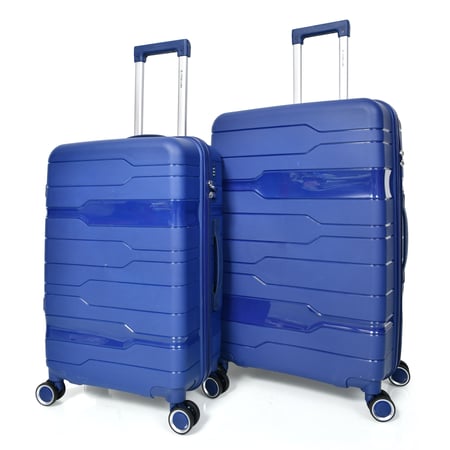 طقم حقائب سفر من مورانو من البولي بروبلين من 3 قطع و 4 عجلات دوارة مع قفل مدمج نوع TSA لون أزرق