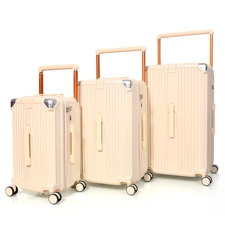 مورانو طقم شنط سفر فايبر اركان الامنيوم ثلاثة قطع بيج