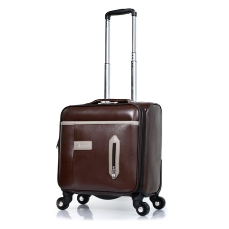 مورانو شنط سفر جلد مخصصة لكبينة الطائرة مقاس 16 انش بني