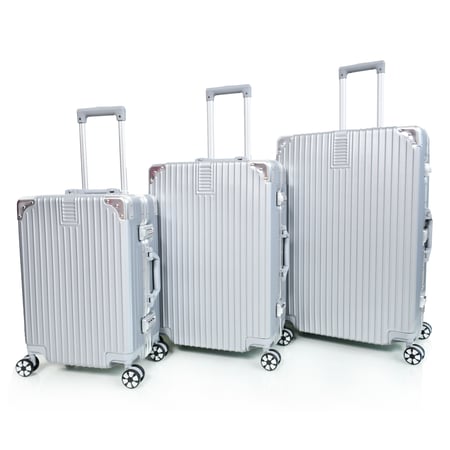 طقم شنط سفر الومنيوم مورانو ثلاثة قطع تصميم أنيق ومتين سلفر