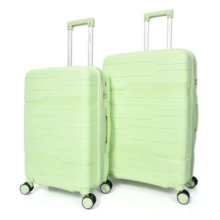 طقم حقائب سفر من مورانو من البولي بروبلين من 3 قطع و 4 عجلات دوارة مع قفل مدمج نوع TSA لون تفاحي