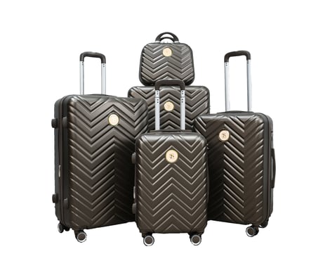 ستار لاين طقم شنط سفر فايبر بسحاب توسعة 5 قطع بني غامق