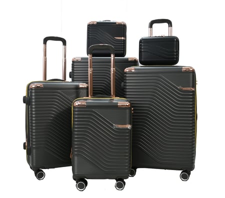 شنط سفر مورانو الفاخر اربعة قطع مع قطعتين مكياج رمادي