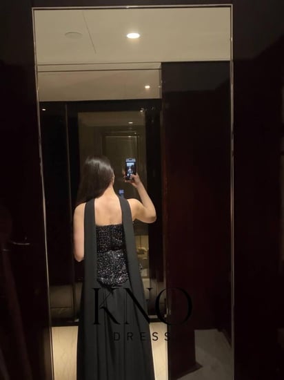 فستان خرز فاخر مع جورجيت دبل كلوش بانسيابية راقية