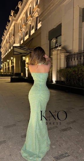 فستان سهره تفاحي دانتيل على لول وكردانة تفاحي