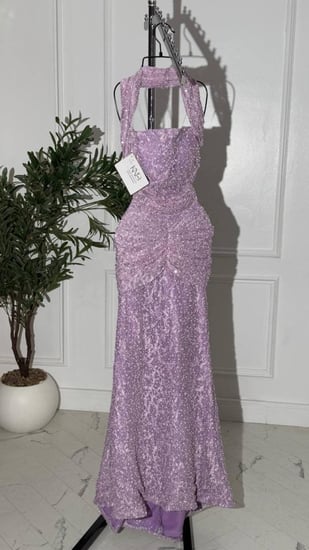 فستان سهره موف دانتيل على لول وكردانة