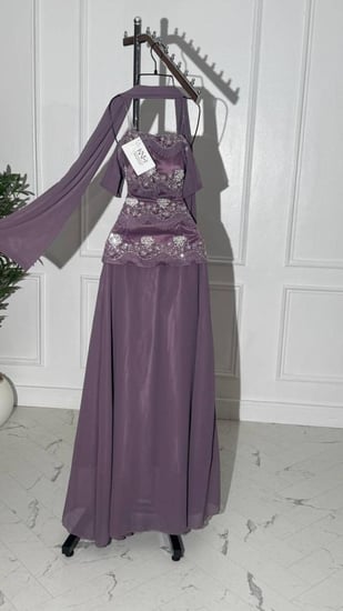 فستان سهره جورجيت مع كلفة فاخرة وشال