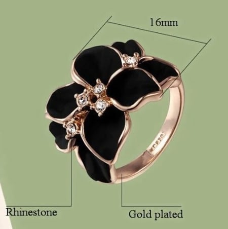 خاتم نسائي مطلي بالذهب مقاس 7.25 أمريكي