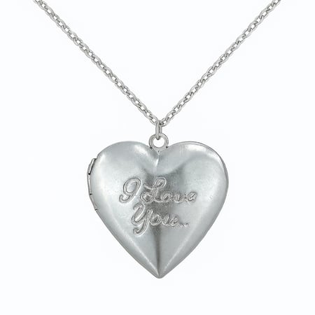 سلسال بشكل القلب لحفظ الصور مع عبارة "أحبك" | Locket heart necklace with i love you sentence