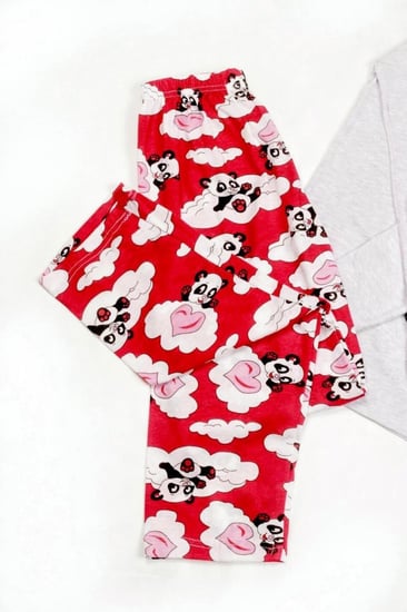 بيجامة نسائية قطن ، 3 قطع ، اللون الرمادي فاتح