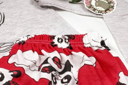 بيجامة نسائية قطن ، 3 قطع ، اللون الرمادي فاتح