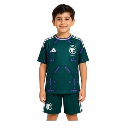 طقم المنتخب السعودي 2026 للأطفال بتصميم عصري