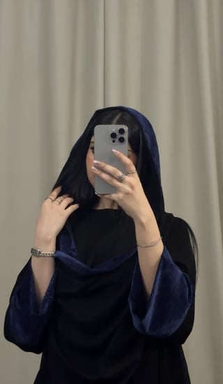 عبايه ( N81 ) اكمام جوخ كحلي