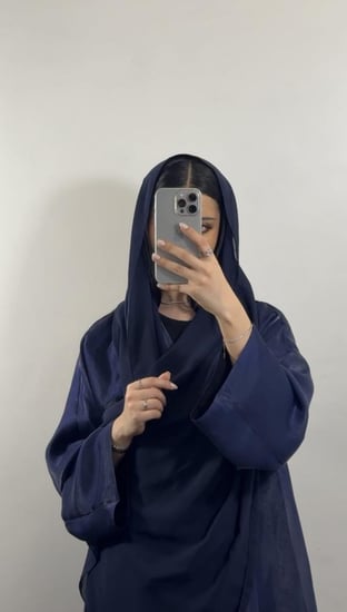 عبايه (N50) دبل فيس كحلي لمعه