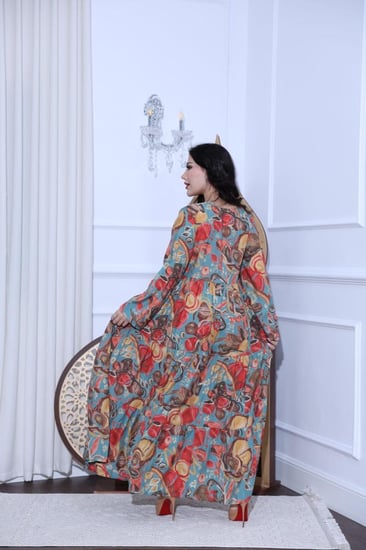 جلابية قطن موردة كلوش