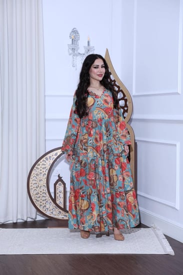 جلابية قطن موردة كلوش