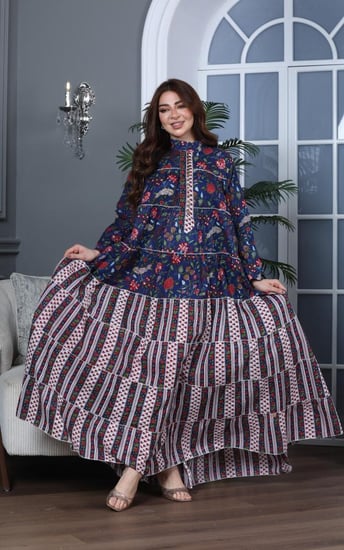 جلابية كلوش قطن 100% بتشكيلة نقوشات رائعة