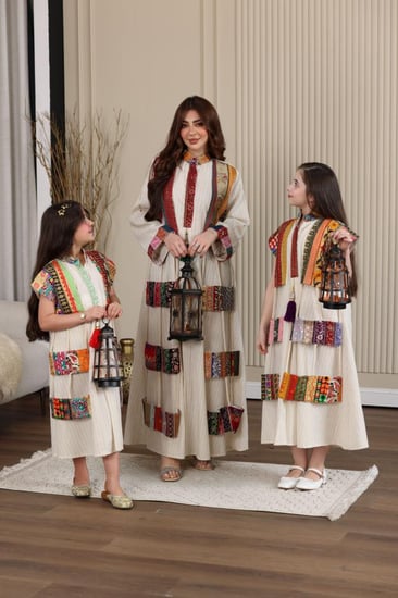 جلابية لينن رمضانية برتوش جميلة ( نسائية )