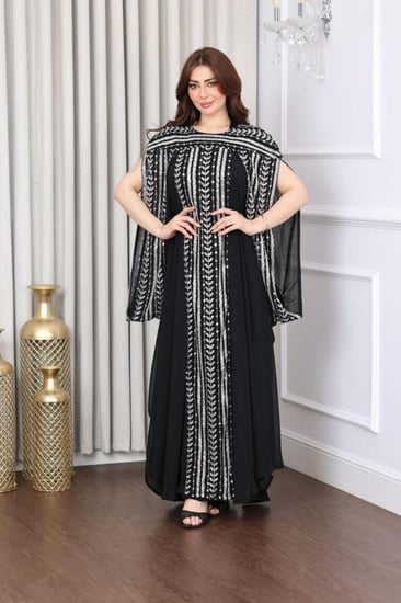 فستان سهرة شيفون مطرز